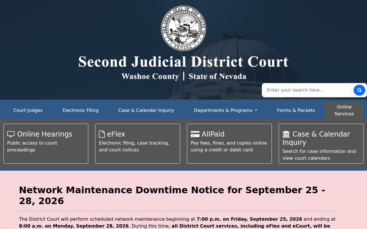 Second Judicial District Court screenshot