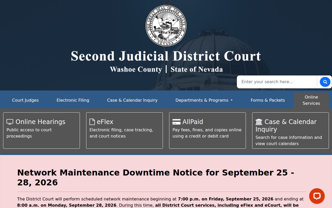 Second Judicial District Court screenshot