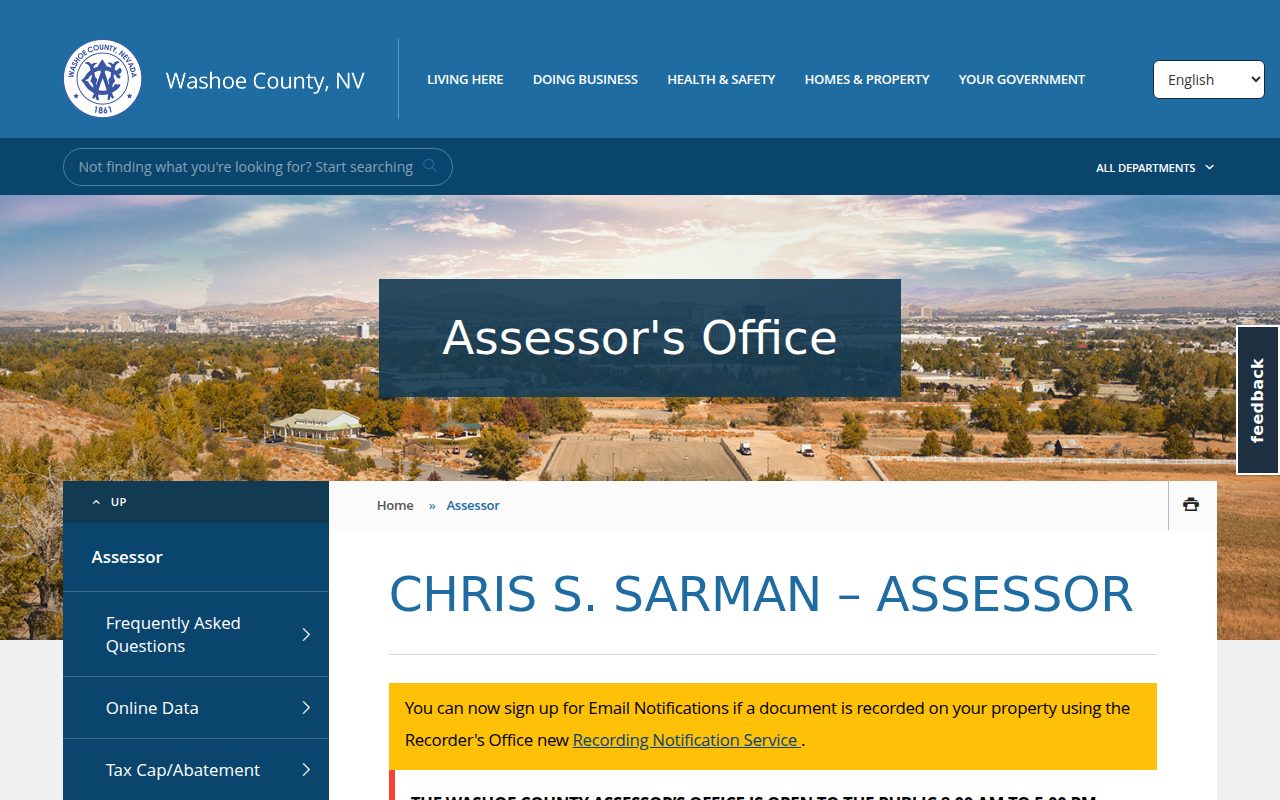 Washoe County Assessor screenshot